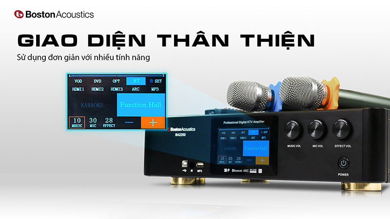 Amply Boston Acoustics BA2250 kết nối