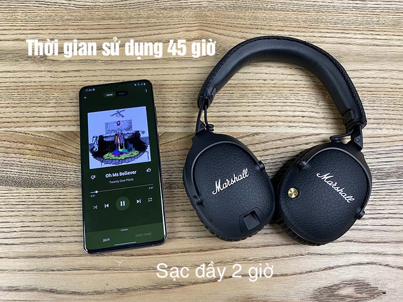 thời lượng pin của tai nghe Marshall Monitor II ANC