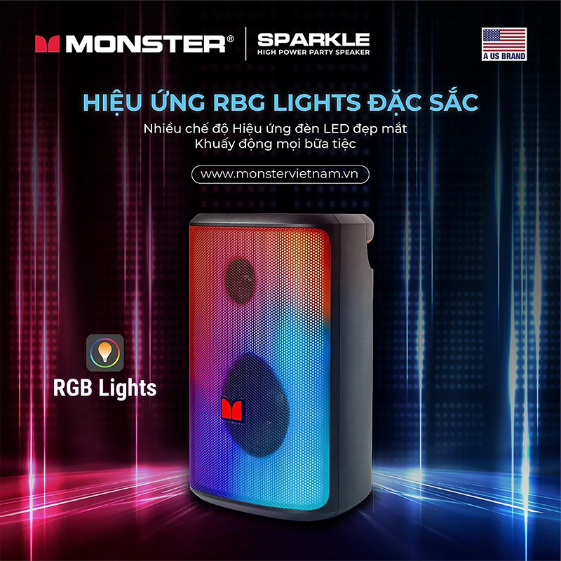 Loa Monster Sparkle có đèn led nhiều màu