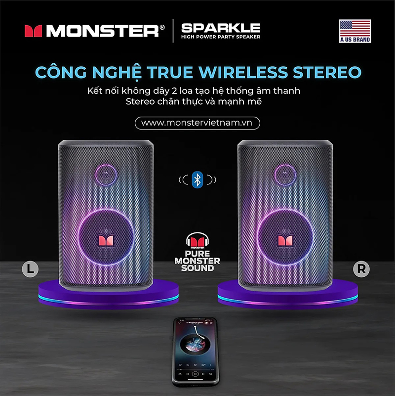 Loa Monster Sparkle kết nối bluetooth.
