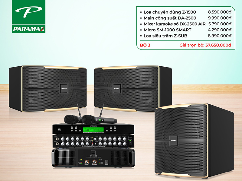 loa karaoke Paramax Z-1500 được dùng nhiều trong các dàn karaoke, dịch vụ kinh doanh karaoke