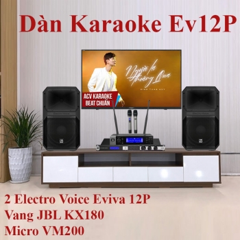 Dàn Karaoke EV12P ( 2 Loa Electro voice Eviva 12P + Vang JBL KX180A + Micro VM200)