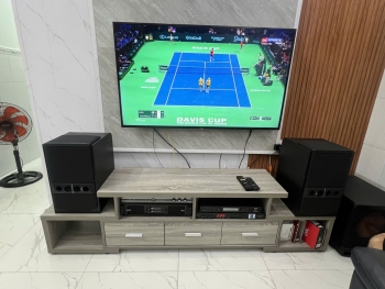 Dàn karaoke giá rẻ ( 2 loa Wharfedale 5090, Đẩy Công Xuất Mk T2.6, Vang số app S1000, Micro AAP K900F, Quản lí nguồn Mk P9 Max, Loa Sub Paramax SUB-A30)