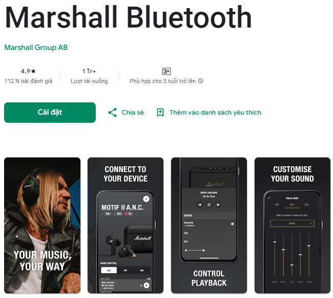 Ứng dụng Marshall Bluetooth